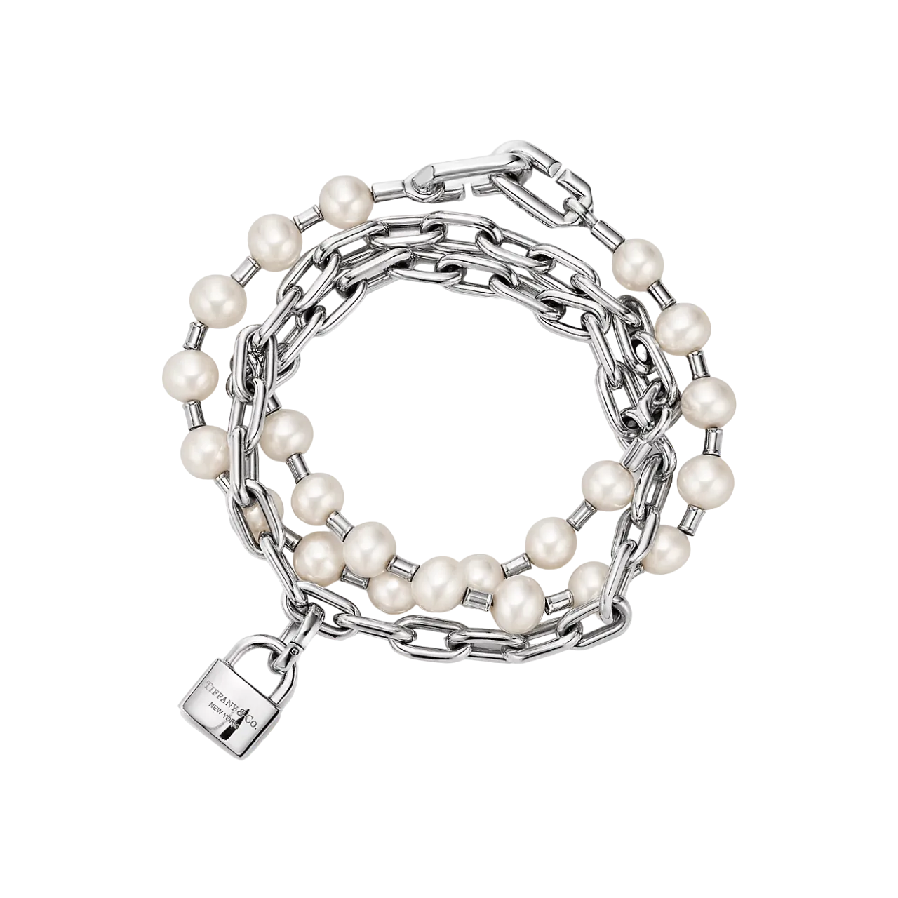 Pulseira Pearl Lock em Prata, Média